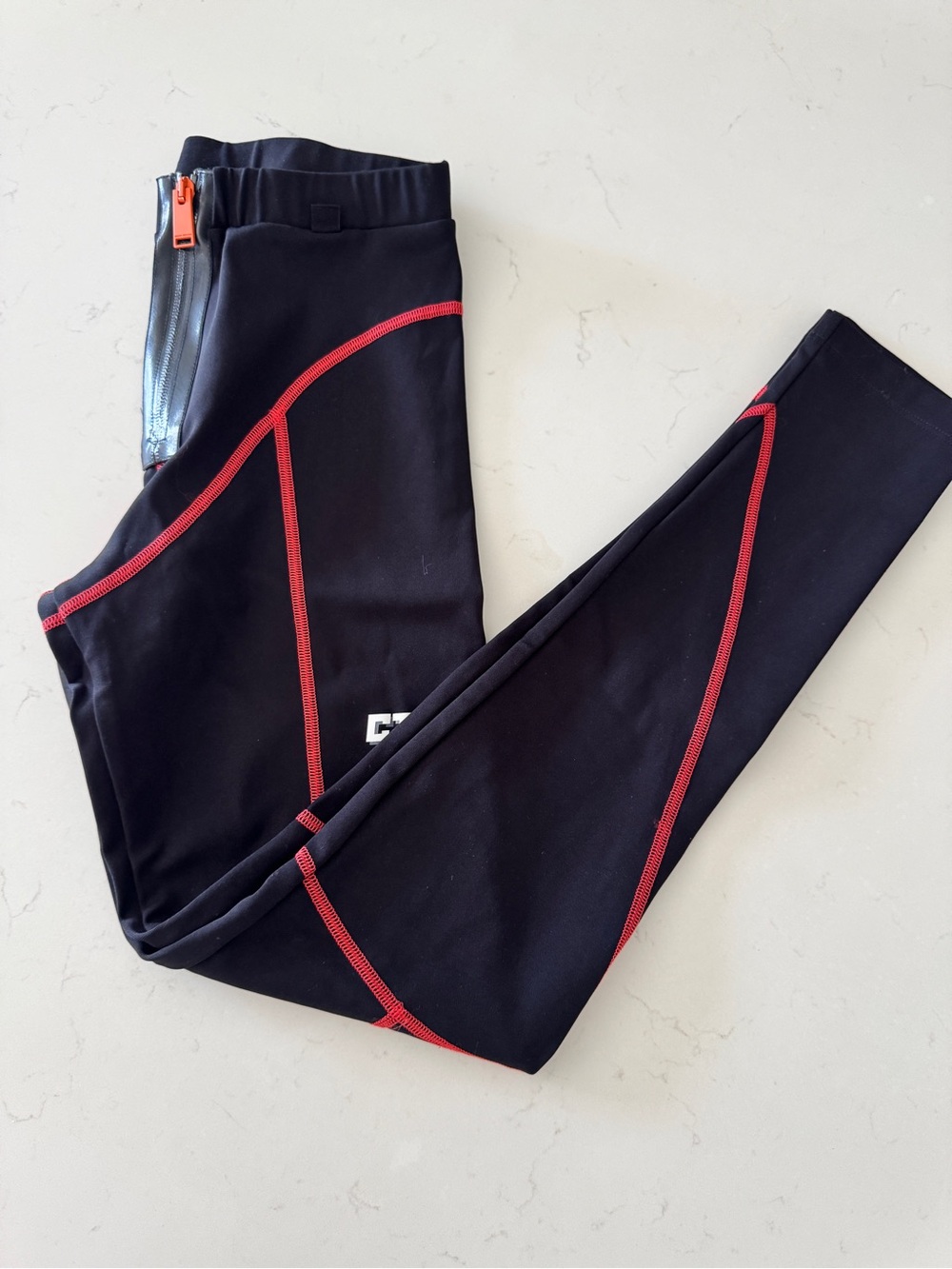 Heron Preston CTNMb Contrast Stitch Leggings Black Orange Size S